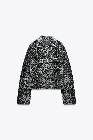VESTE EN MAILLE JACQUARD ANIMAL - Léopard / Gris de Zara - Image 2