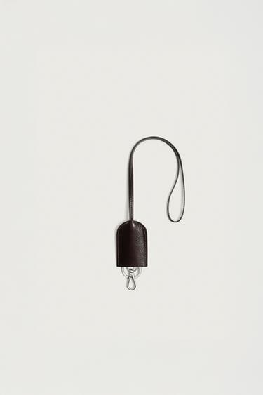 LEATHER PENDANT KEYRING - Brown by Zara