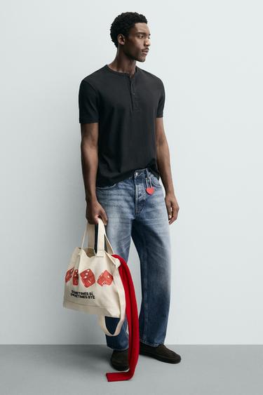 SAC SHOPPER EN TISSU - Blanc écru de Zara - Image 1