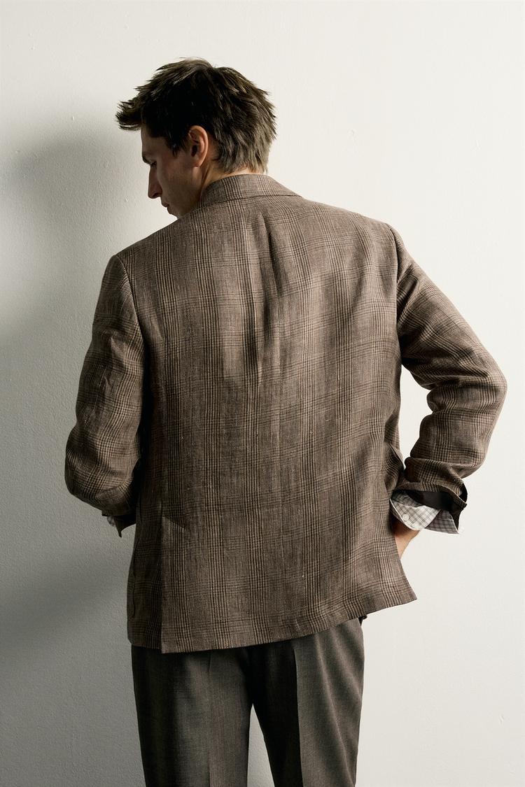Blazer a cuadros de lino 100% 3