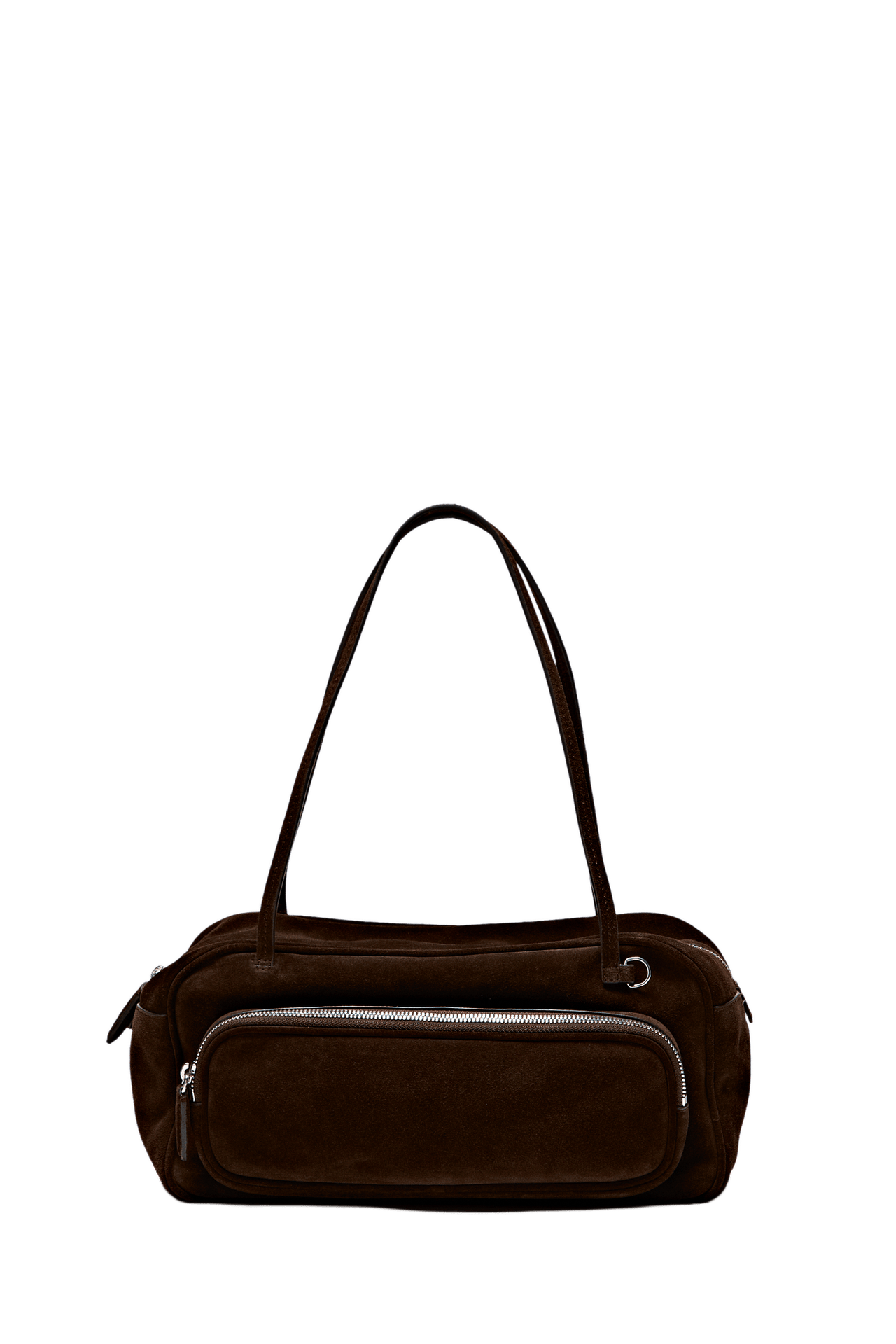 Medium split suede leather bowling bag — Mink