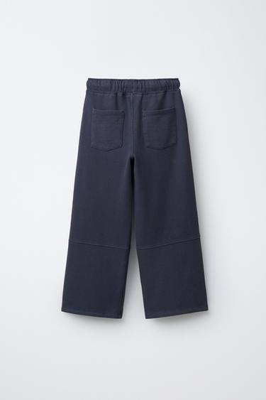 PANTALON DROIT À DÉCOUPES - Bleu de Zara - Image 1