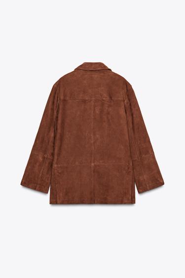 BLAZER OVERSIZE CUIR DAIM ZW COLLECTION LIMITED EDITION - Marron de Zara - Image 7