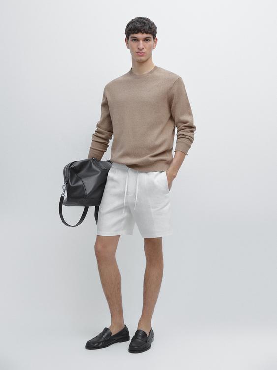 Linen jogger-fit Bermuda shorts