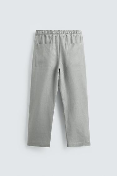 100% LINEN RELAXED FIT TROUSERS - Light grey by Zara - Image 7