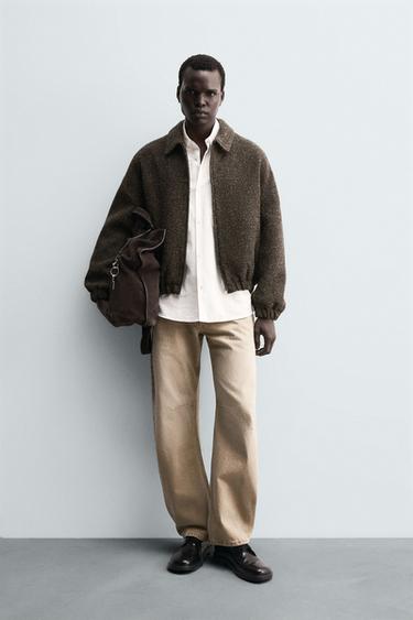 BOUCLÉ TEXTURED JACKET - Dark green by Zara