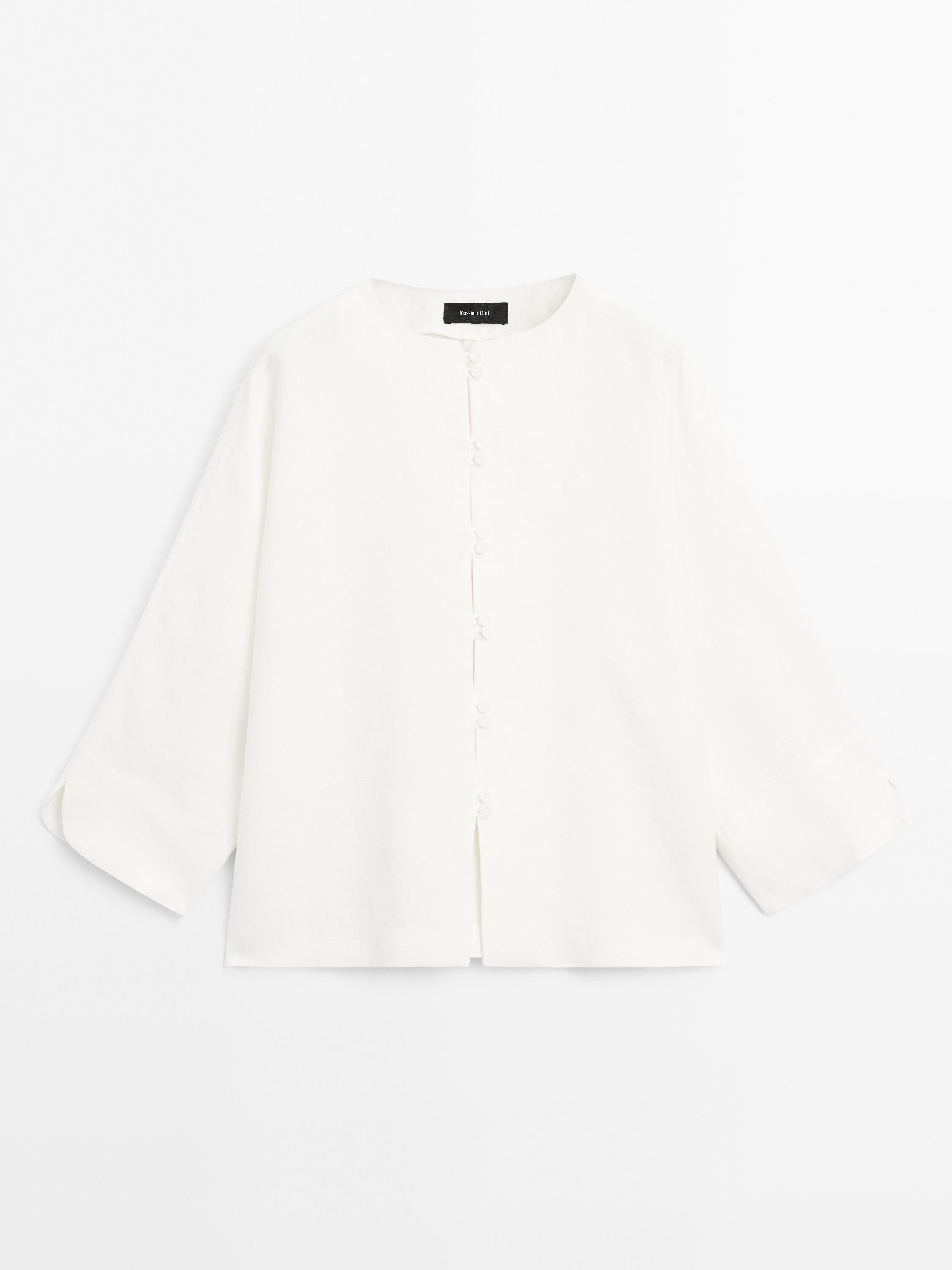 100% linen kimono with button detail