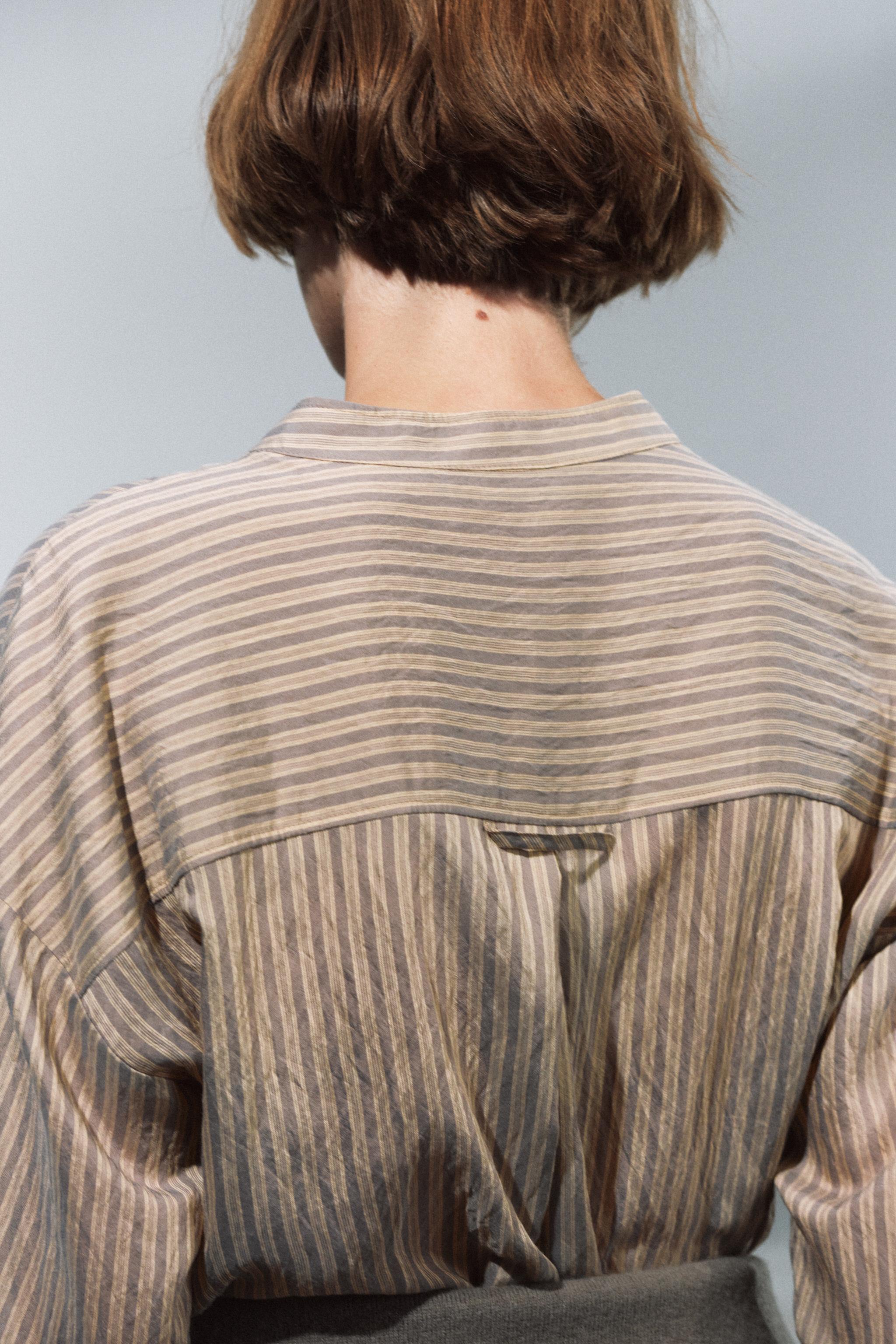 ZW COLLECTION STRIPED SHIRT - Gray / Tan | ZARA United States