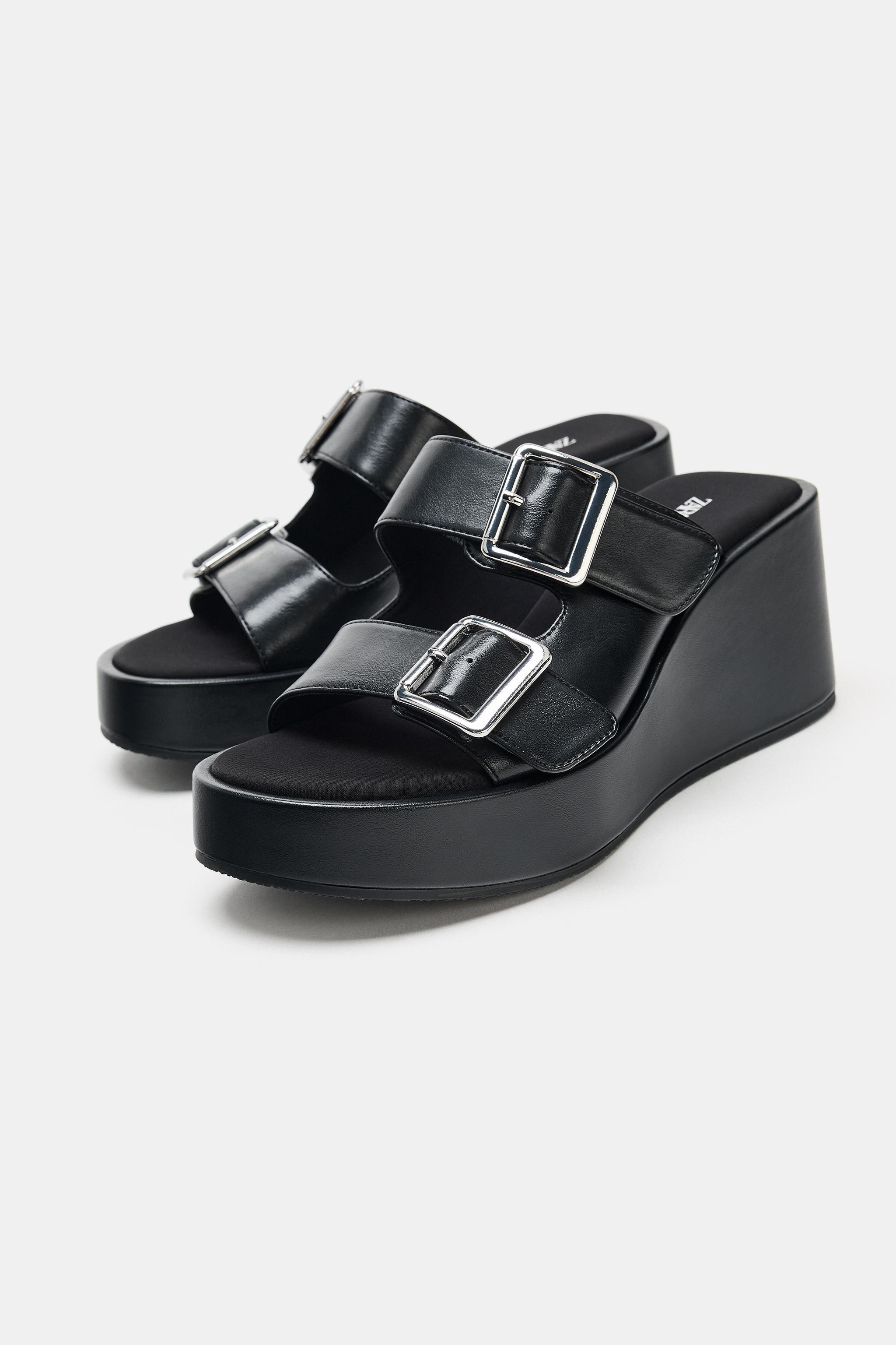 バックルプラットフォームサンダル - ブラック | ZARA Japan / 日本