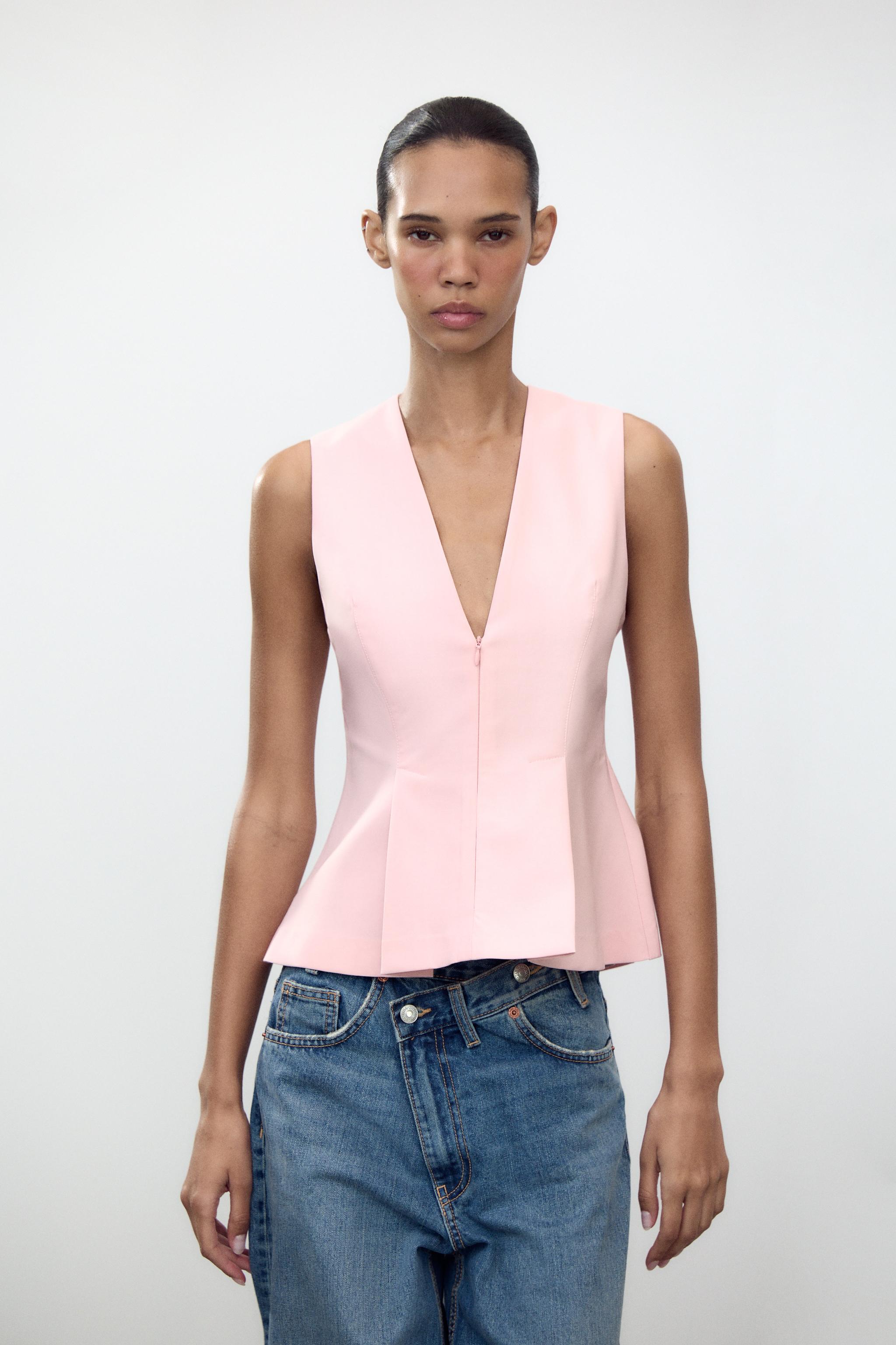 ペプラムトップス - パステルピンク | ZARA Japan / 日本