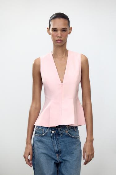 TOP PÉPLUM - Rose pastel de Zara - Image 1