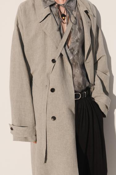 Zara RELAXED FIT VISCOSE-LINEN PARKA - Mink