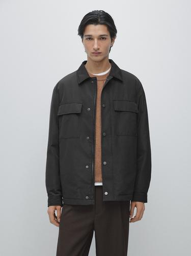 Zara Water-repellent overshirt with pockets - Dark navy