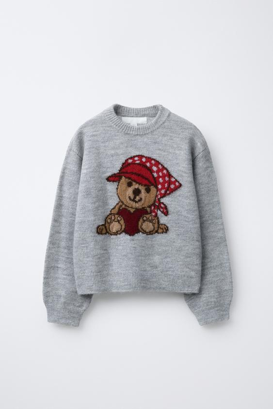 BEAR KNIT JUMPER - Grey by Zara - Image 0