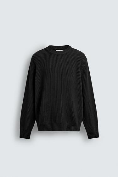 JERSEY REGULAR FIT - Negro de Zara