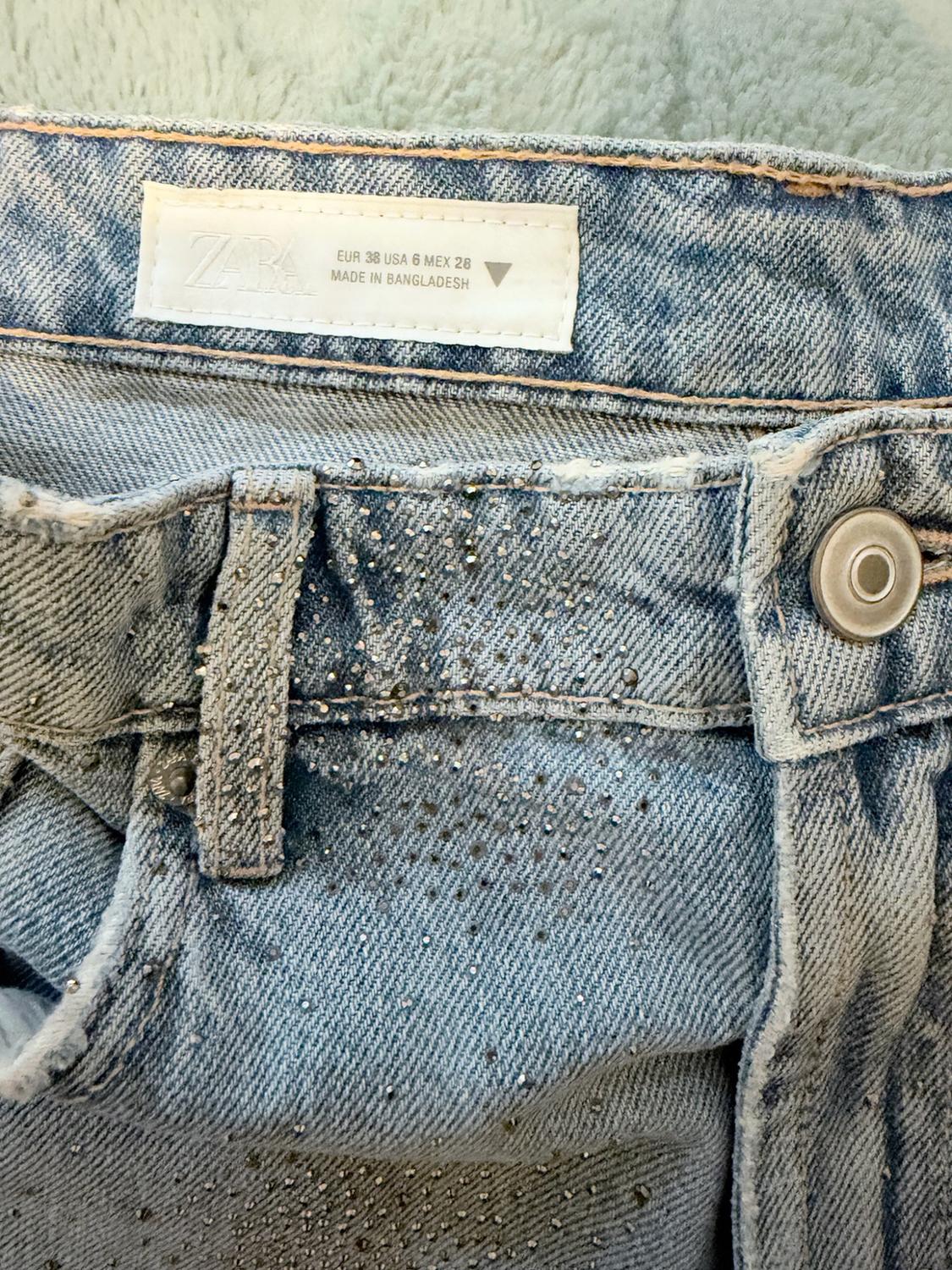 TRF HIGH-WAISTED CURVED DENIM SHORTS - Image 3
