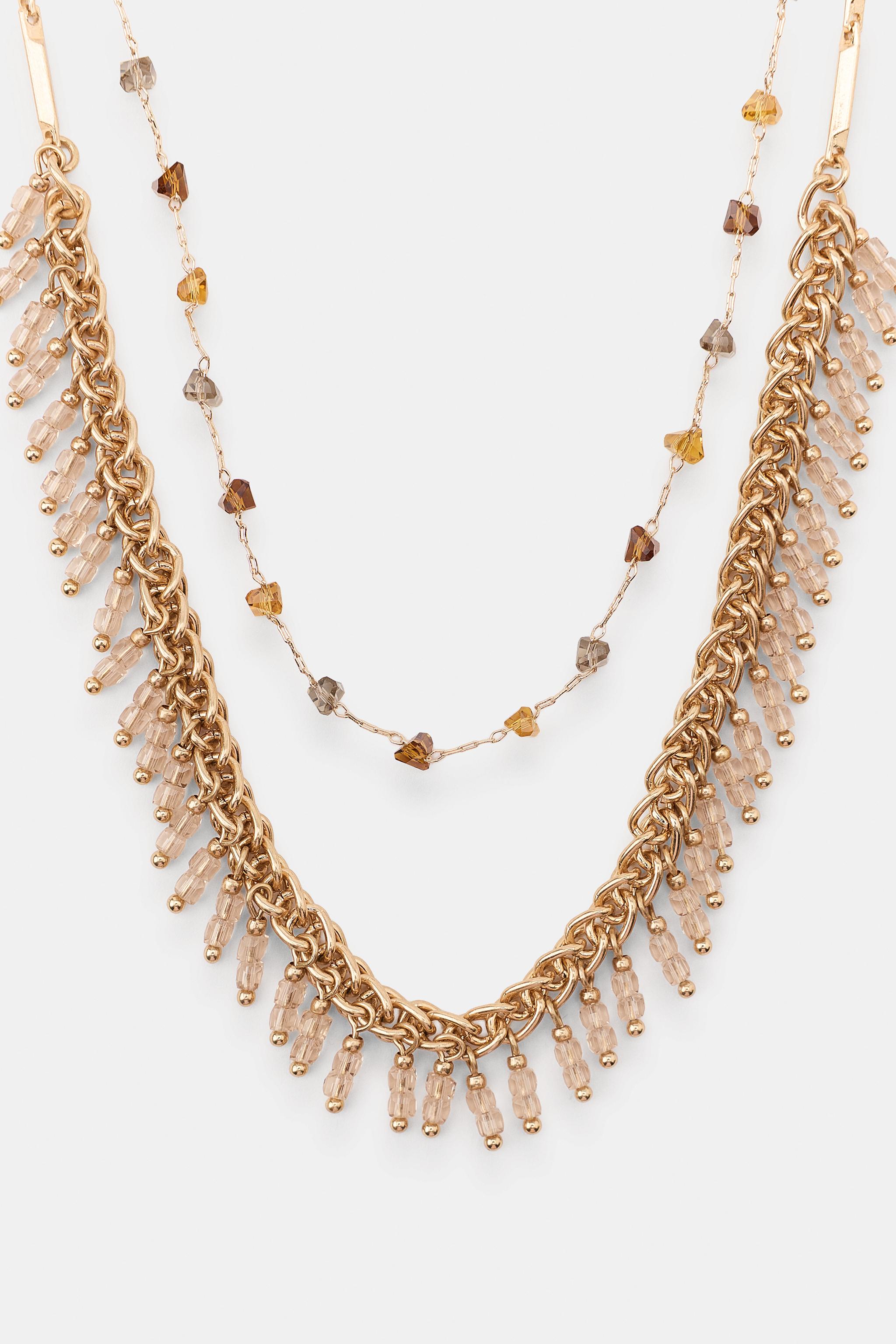 Женские аксессуары Zara PACK OF 2 BEADED CHAIN NECKLACES — фото 3