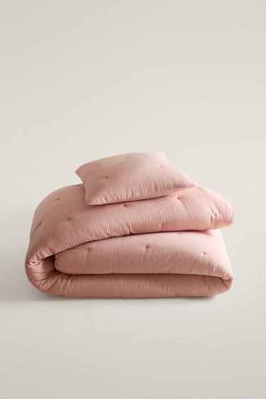 KIDS' STRIPED MUSLIN QUILT - Pink by Zara