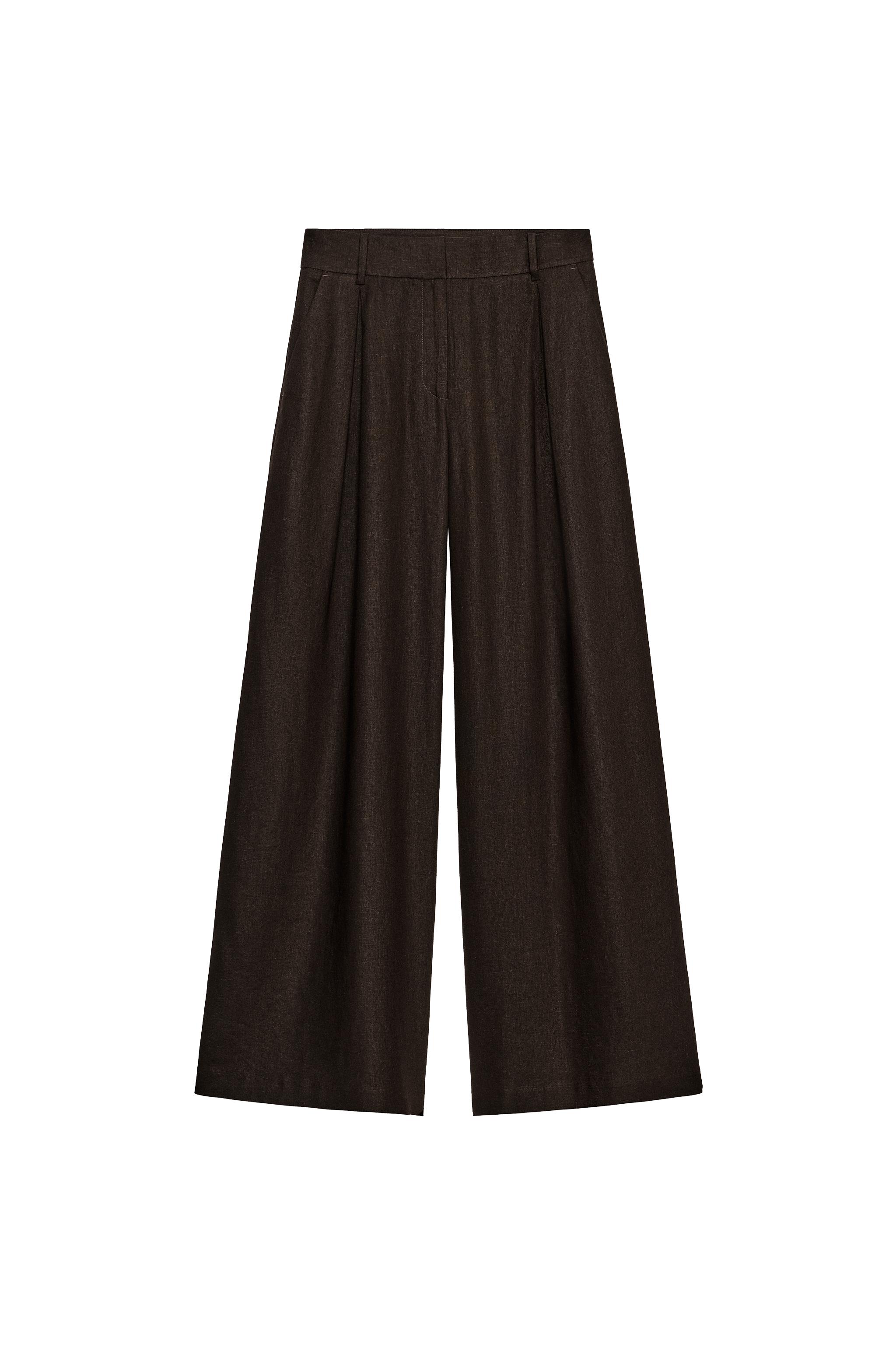 しゅら リネン地ワイドレッグパンツ - カレー | ZARA Japan / 日本