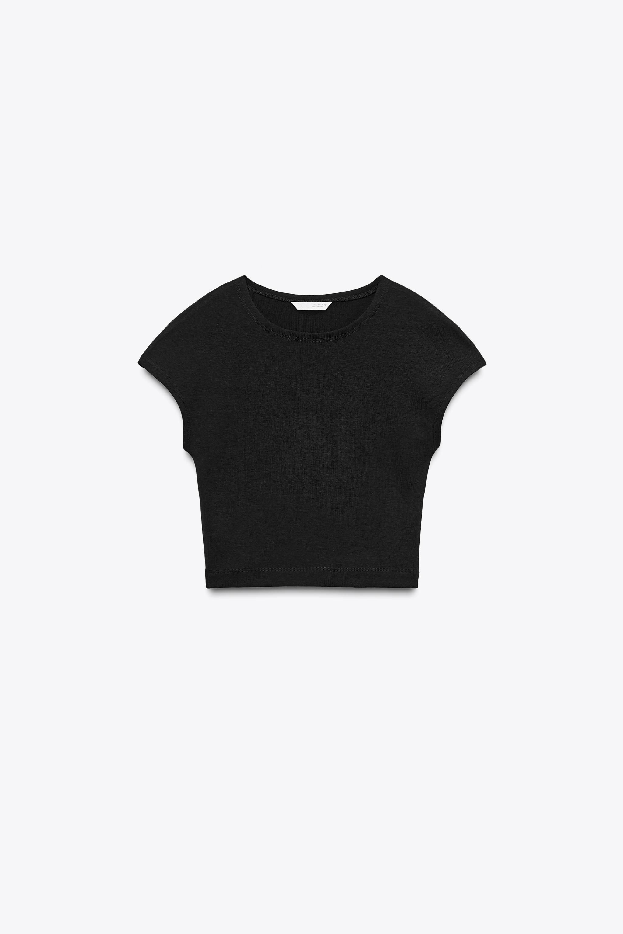 COTTON MODAL CROP T-SHIRT - White | ZARA United States