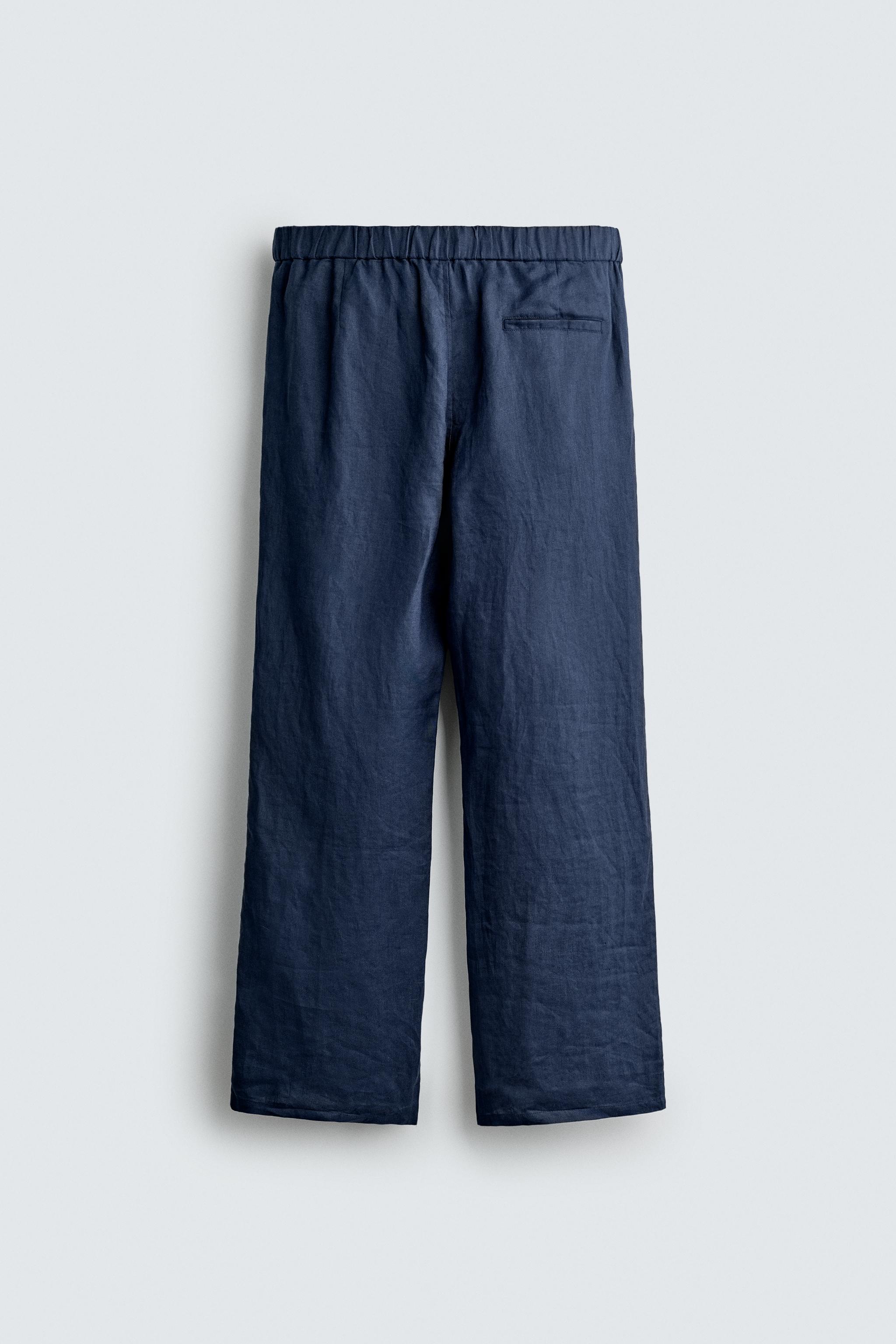 100% LINEN REGULAR FIT PANTS