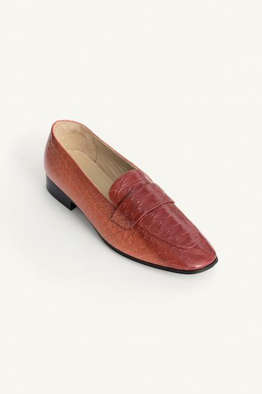EMBOSSED LEATHER LOAFERS LIMITED EDITION - Orange by Zara - Image 7