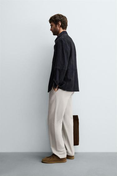 STRAIGHT-LEG TWILL TROUSERS - Stone by Zara - Image 3