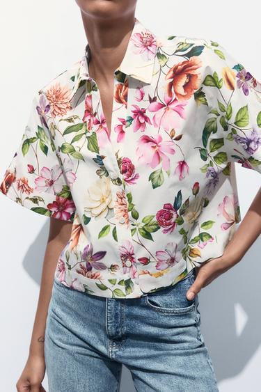 FLORAL PRINT POPLIN SHORT SHIRT - Multicoloured by Zara - Image 2
