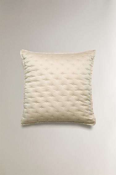 PLAIN QUILTED CUSHION COVER WITH KNOTS - Cava by Zara