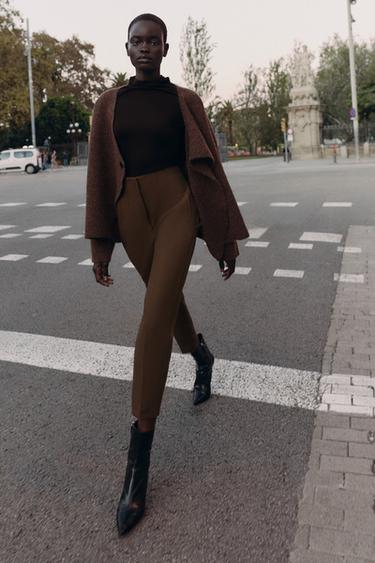 HIGH-WAIST TROUSERS - Brown by Zara