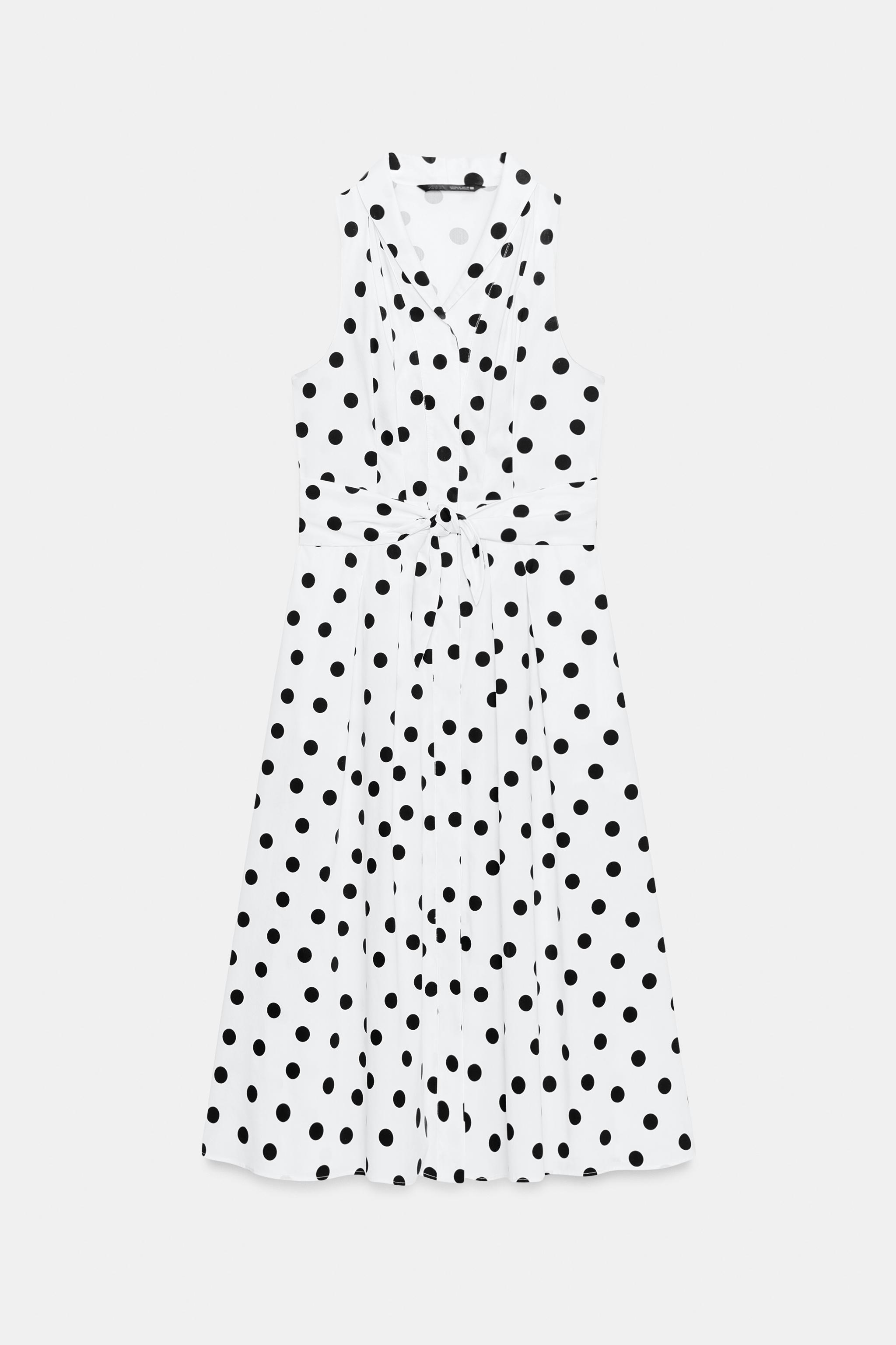 Женские платья Zara POLKA DOT POPLIN MIDI DRESS — фото 7
