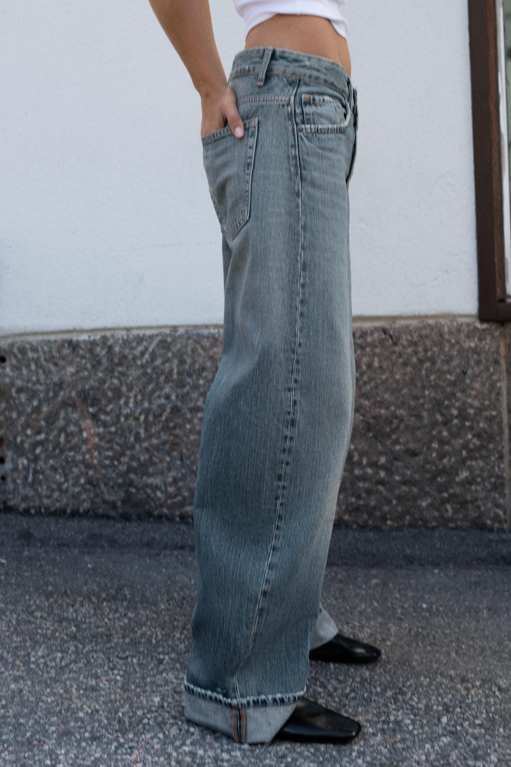 TRF MID-RISE BAGGY FOLDED JEANS