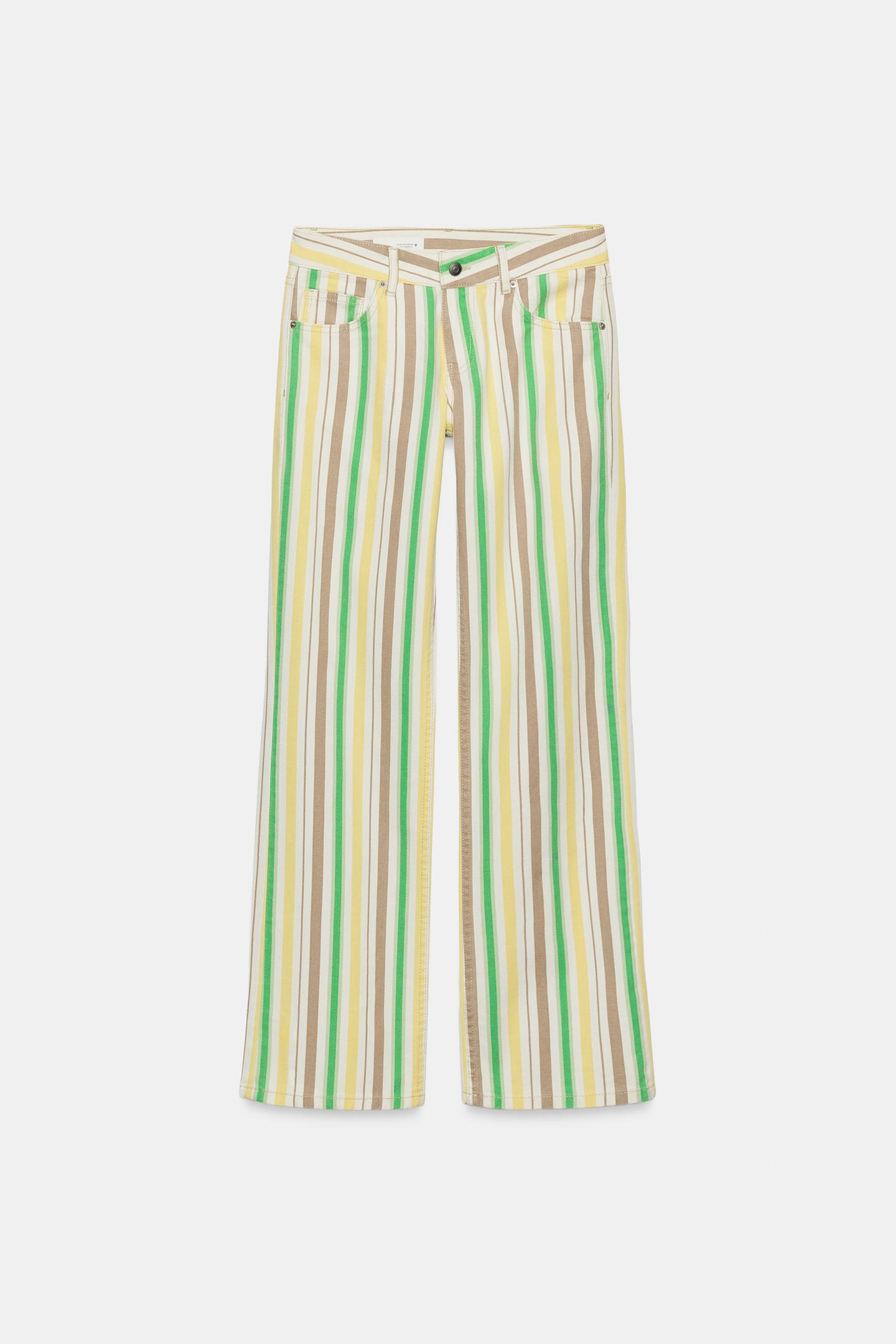 Женские джинсы Zara Trf Low-Rise Wide-Leg Striped, цвет: Полосатый — фото 4