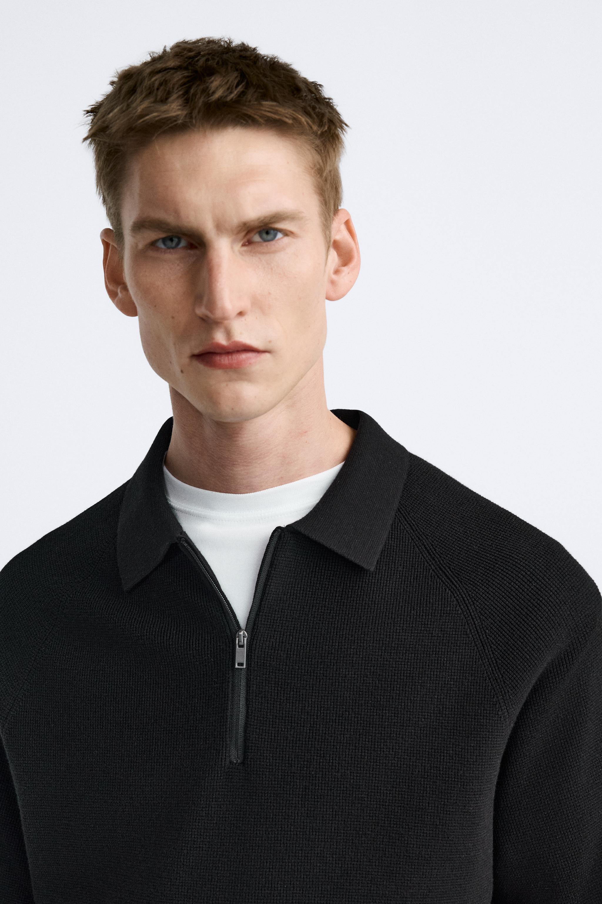 QUARTER ZIP KNIT POLO - Black | ZARA United States