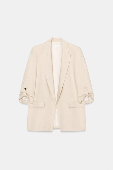 オープンロールアップスリーブブレザーライトベージュZaraのオープンロールアップスリーブブレザー - ライトベージュ 