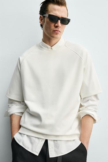 T-SHIRT INTERLOCK LISERÉS - Blanc de Zara - Image 4