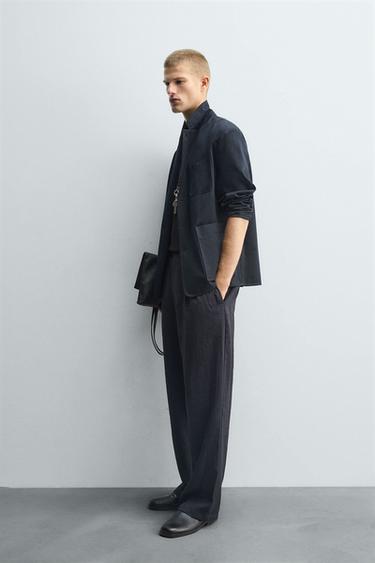 FLOWING PLEATED TROUSERS - Navy blue by Zara - Image 3