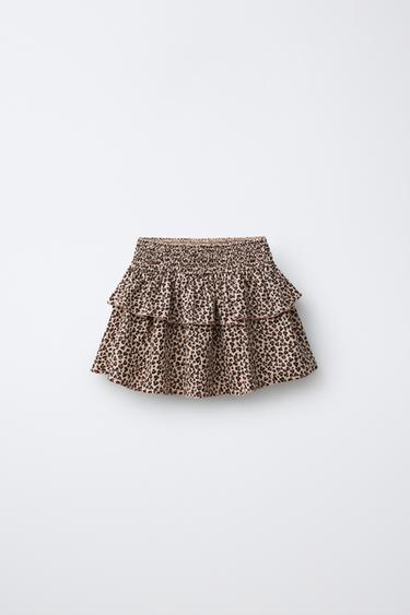 ANIMAL PRINT SHIRRED SKIRT - Light beige by Zara
