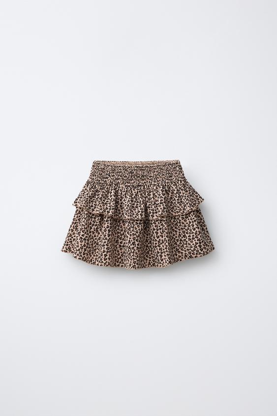 SAIA COM ELÁSTICOS E ANIMAL PRINT - Bege-claro da Zara - Imagem 0