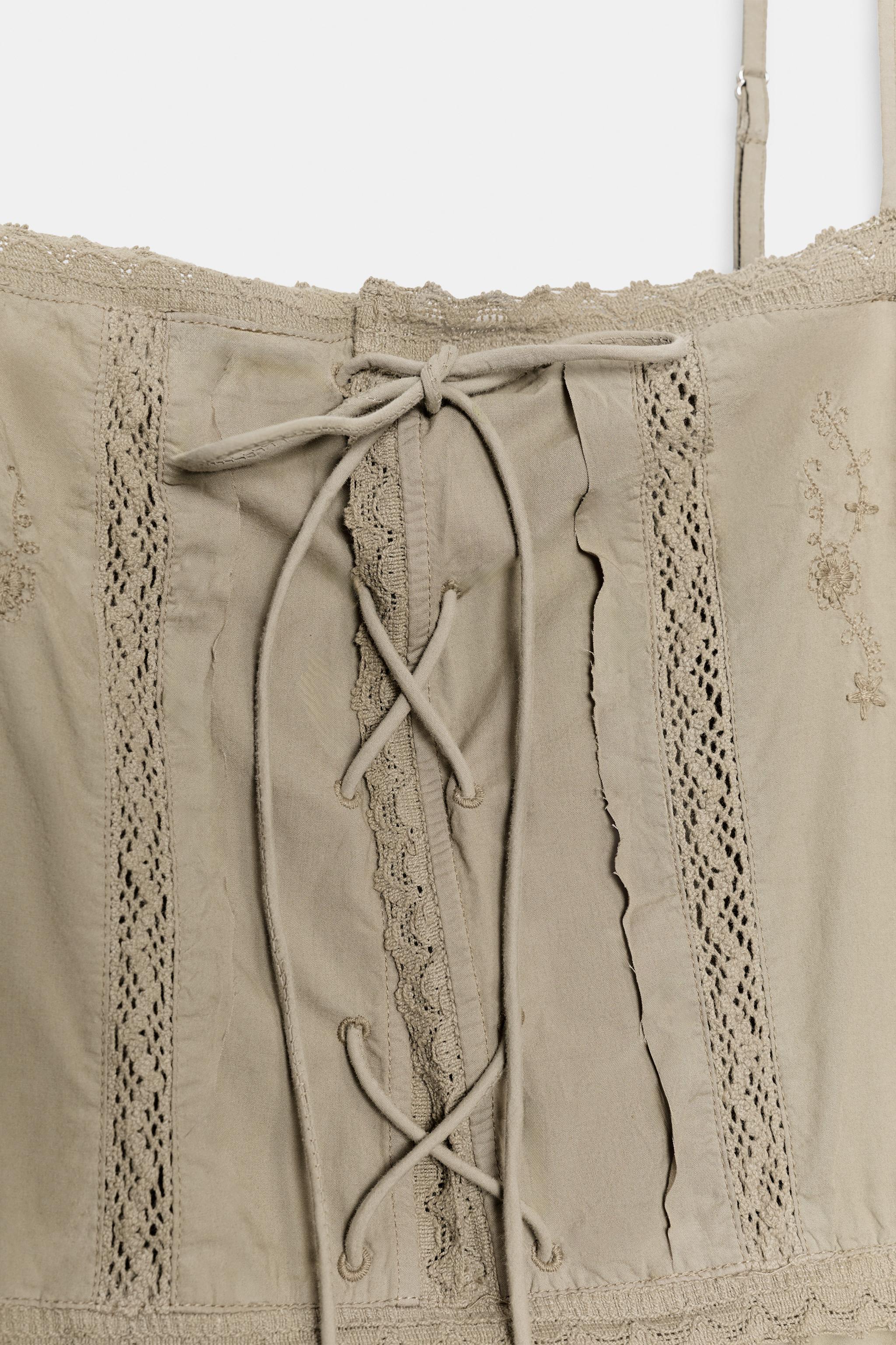 Женские платья Zara EMBROIDERED POPLIN MINI DRESS — фото 6