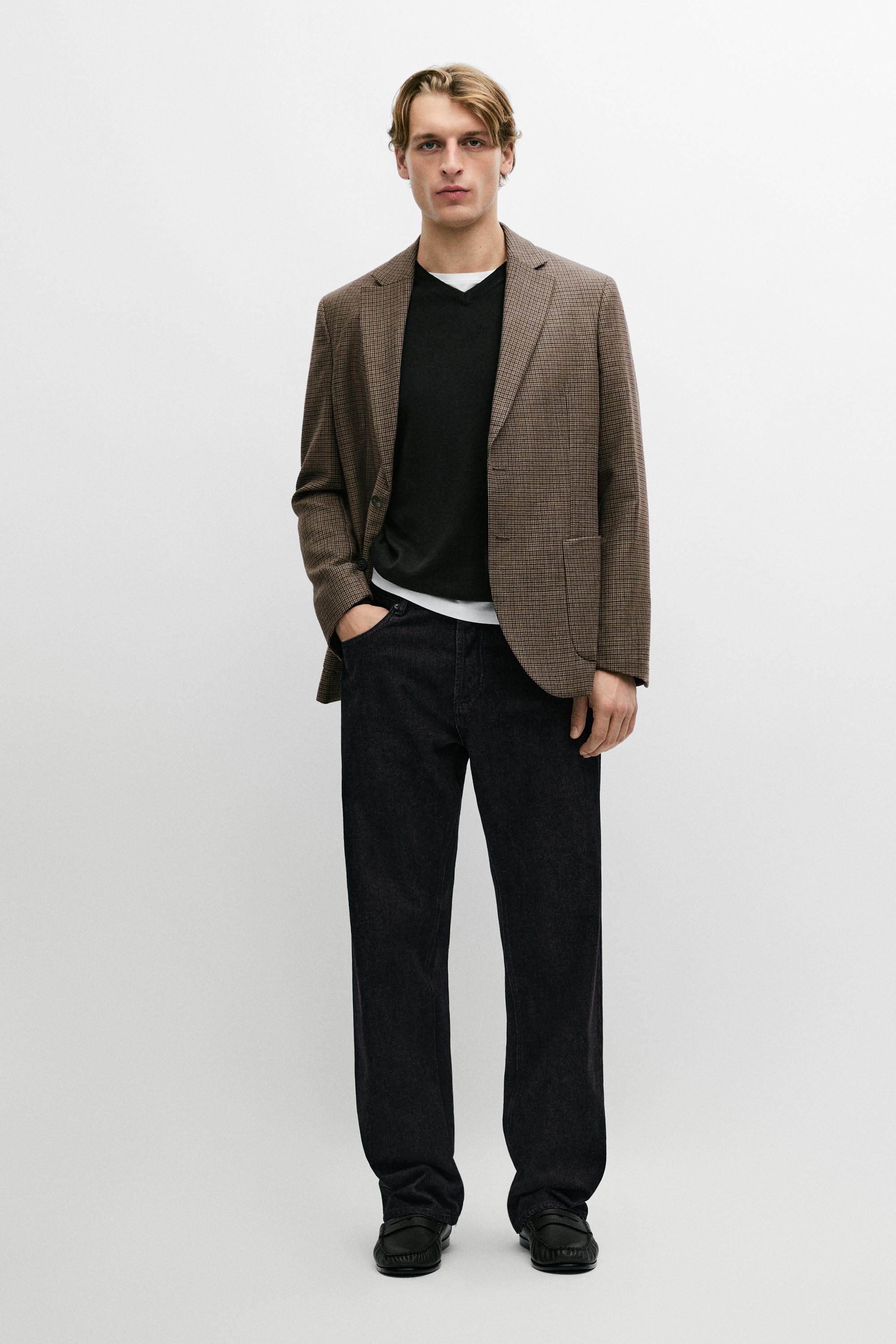 Blazer pied-de-poule 100 % laine