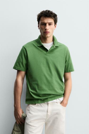 POLO REGULAR FIT DÉLAVÉ - Vert de Zara