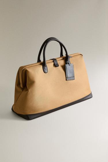 COTTON TRAVEL BAG WITH BUTTON - Beige by Zara - Image 1
