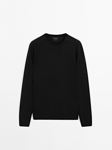 Jersey punto cuello redondo cashmere - Negro de Zara