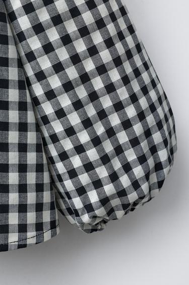 BLOUSE À CARREAUX VICHY ET ONDULINE - Écru de Zara - Image 3