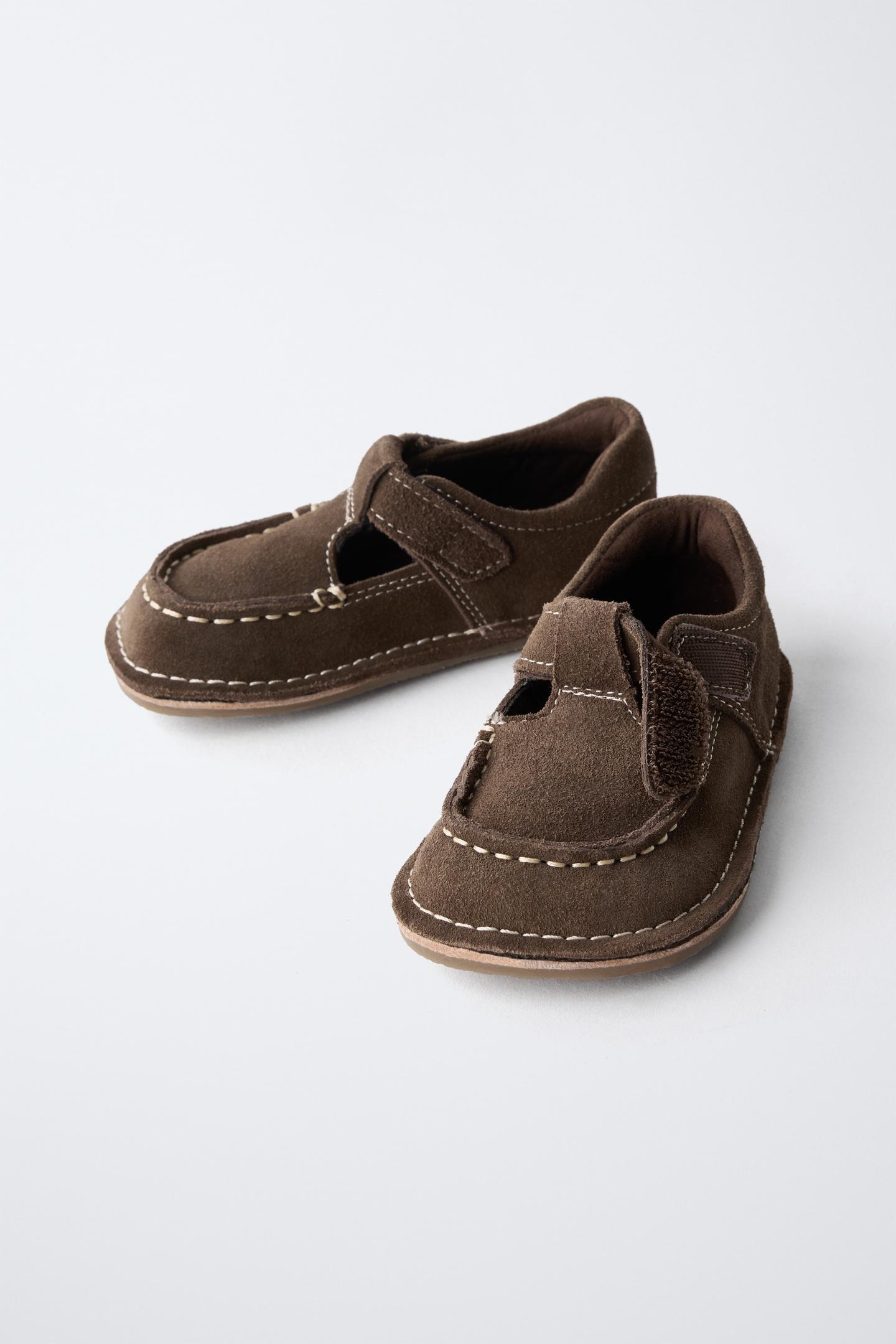 Детские туфли Zara Barefoot Leather Boat, цвет: Коричневый — фото 5