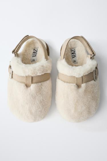 Zara FLEECE CLOGS - Off White