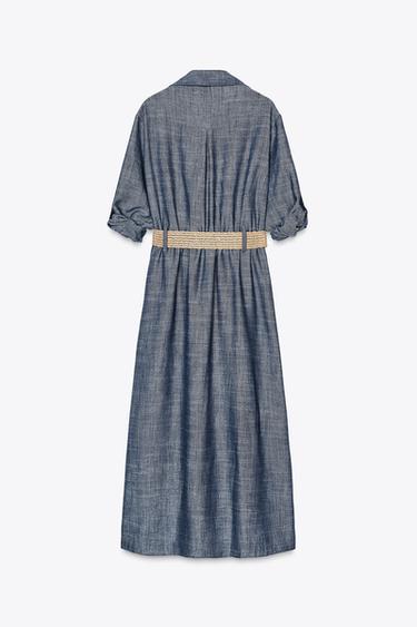 MIDIKLEID MIT GÜRTEL - Indigoblau von Zara