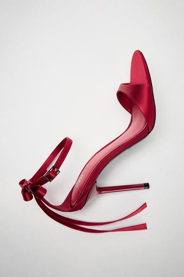 SANDALIA TACÓN LAZO - Rojo de Zara