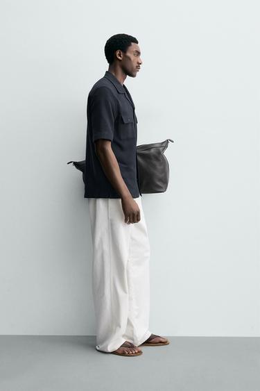 JACQUARD STRIPED SHIRT WITH POCKETS - Navy blue by Zara - Image 3